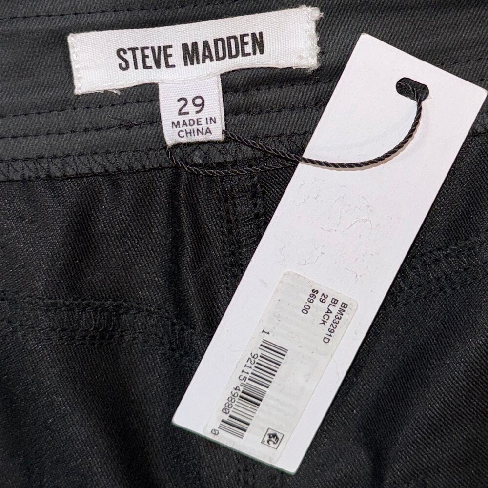 NWT Steve Madden Faux Leather Black Pants Size 29 Straight Leg 5 pocket - Picture 5 of 7